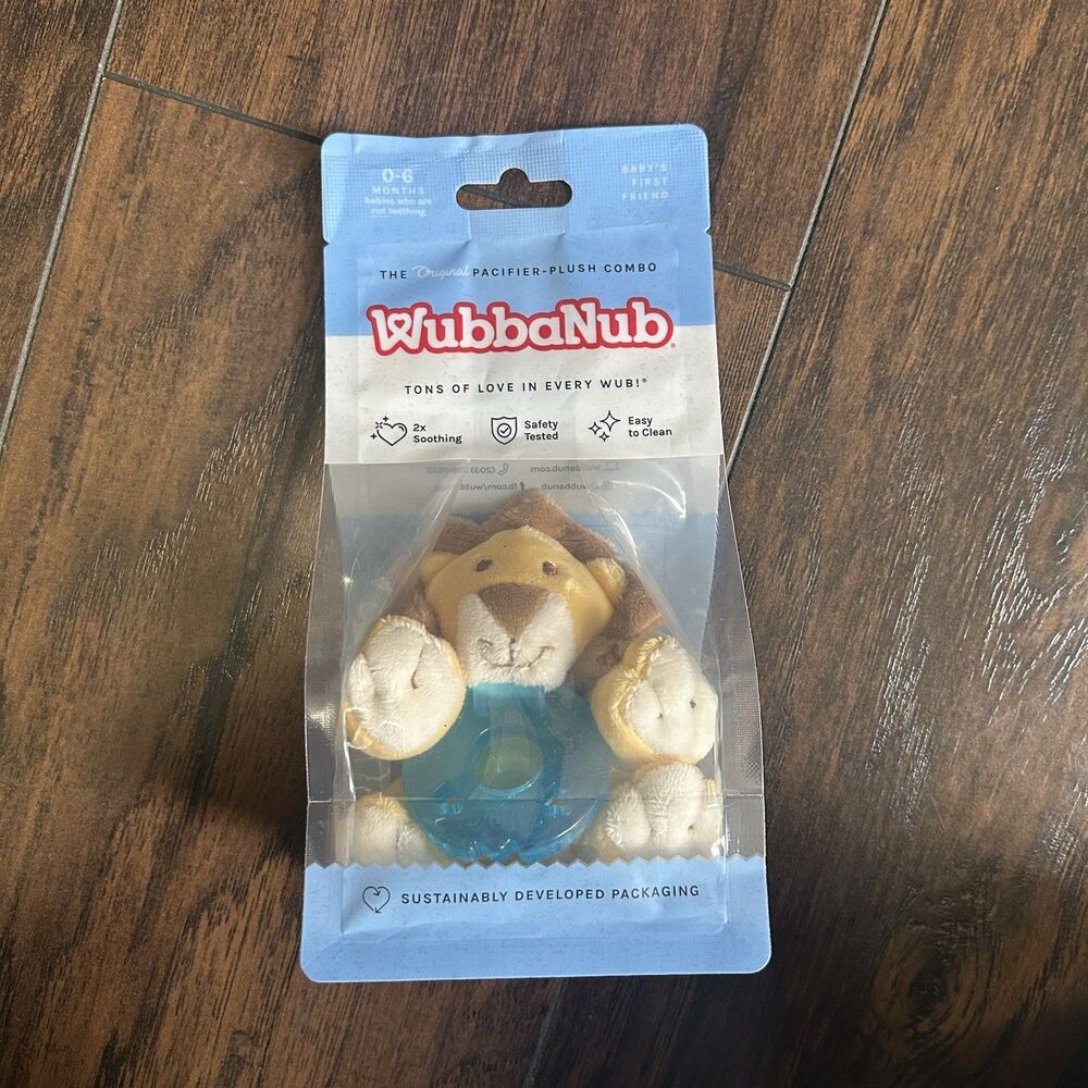 WubbaNub Lion Plush with Pacifier 0-6 Months New Sealed